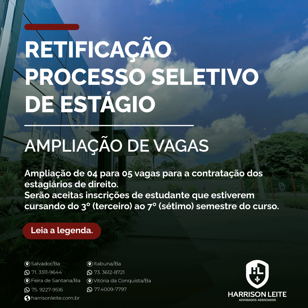 RETIFICAÇÃO – PROCESSO SELETIVO UNIFICADO DE ESTÁGIO Nº. 01/2022