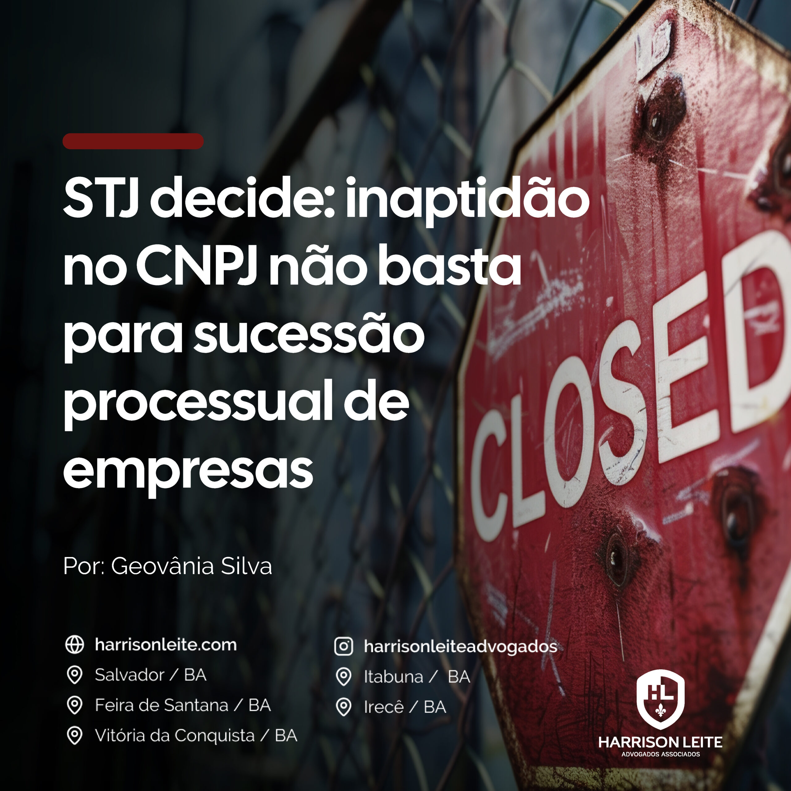 STJ decide: inaptidão no CNPJ não basta para sucessão processual de empresas